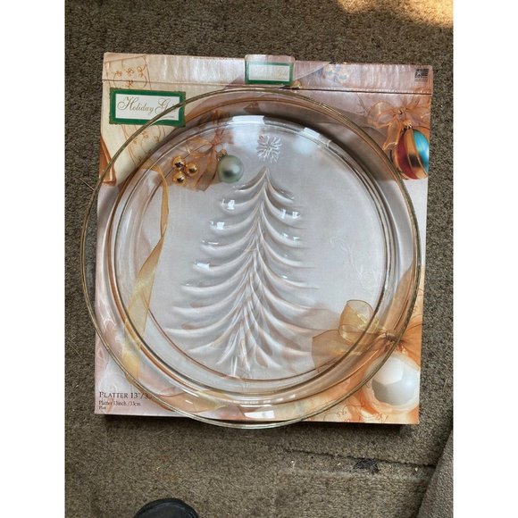 INDIANA GLASS CHRISTMAS TREE PLATTER 16K - Picture 4 of 4
